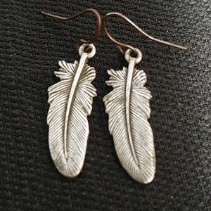 Vintage Silver Feather Earrings